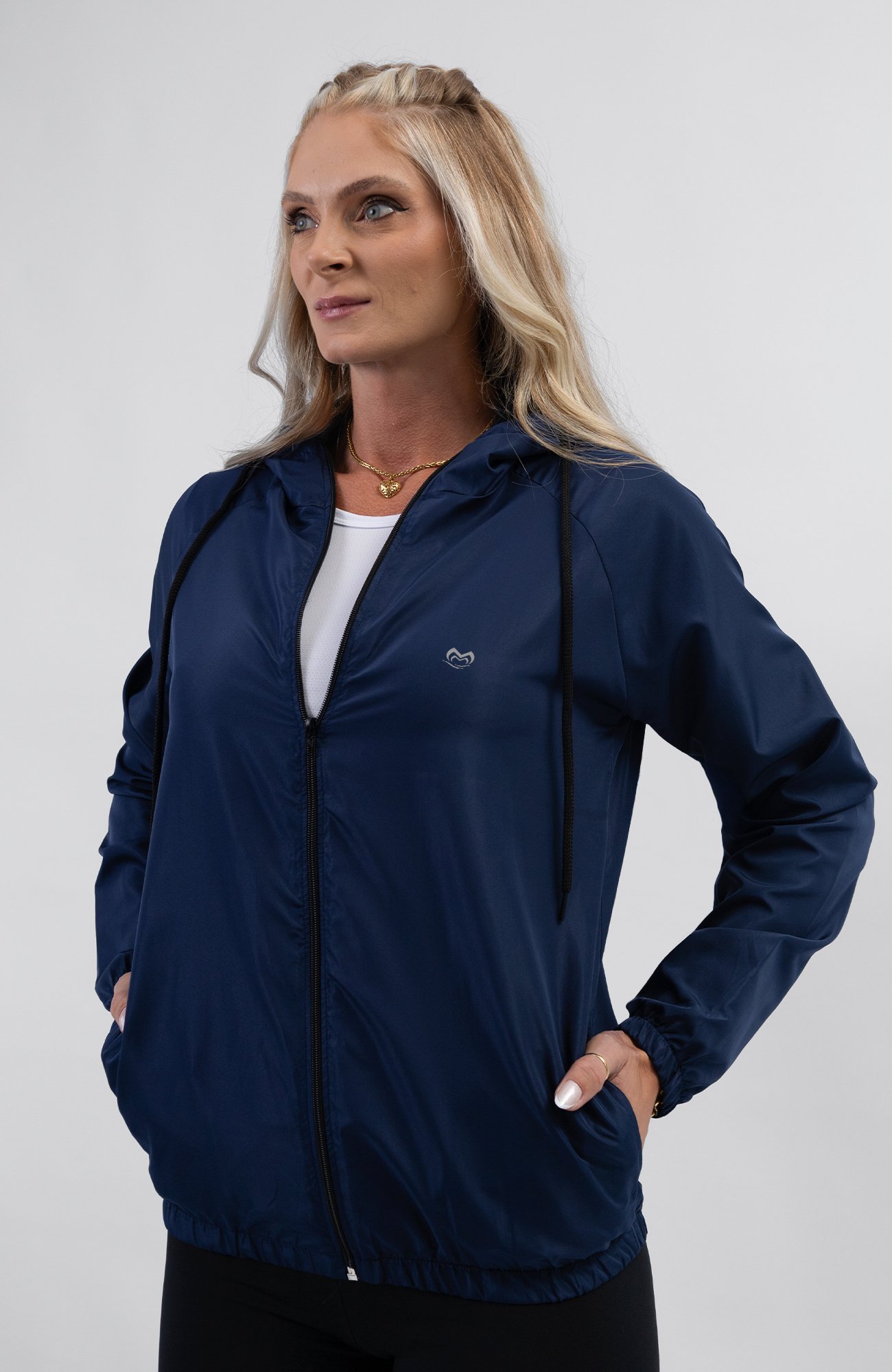 Jaqueta Corta Vento Logo FemininaAzul Bebê