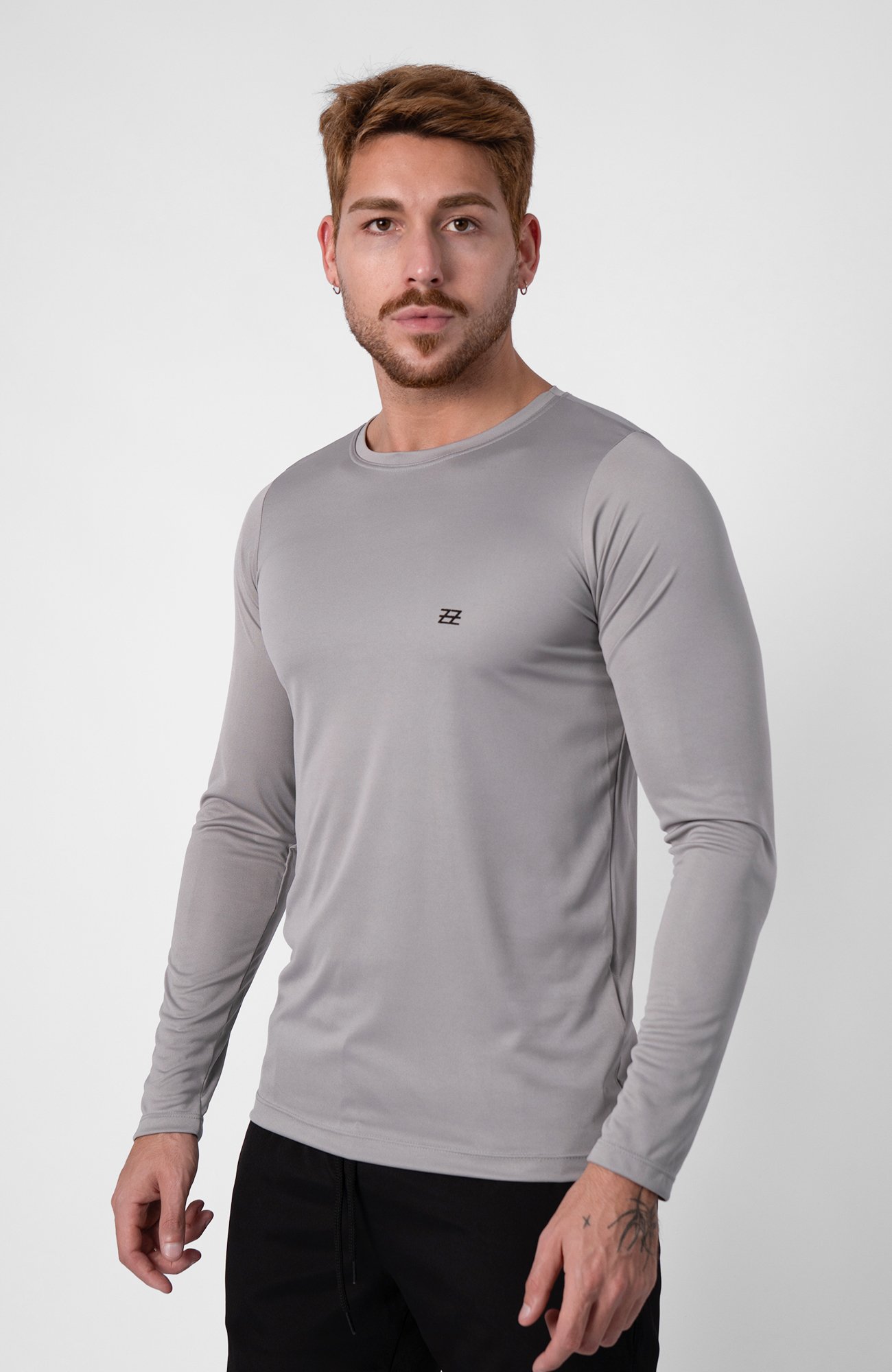 Camiseta Masculina Dry Fit Manga Longa Logo